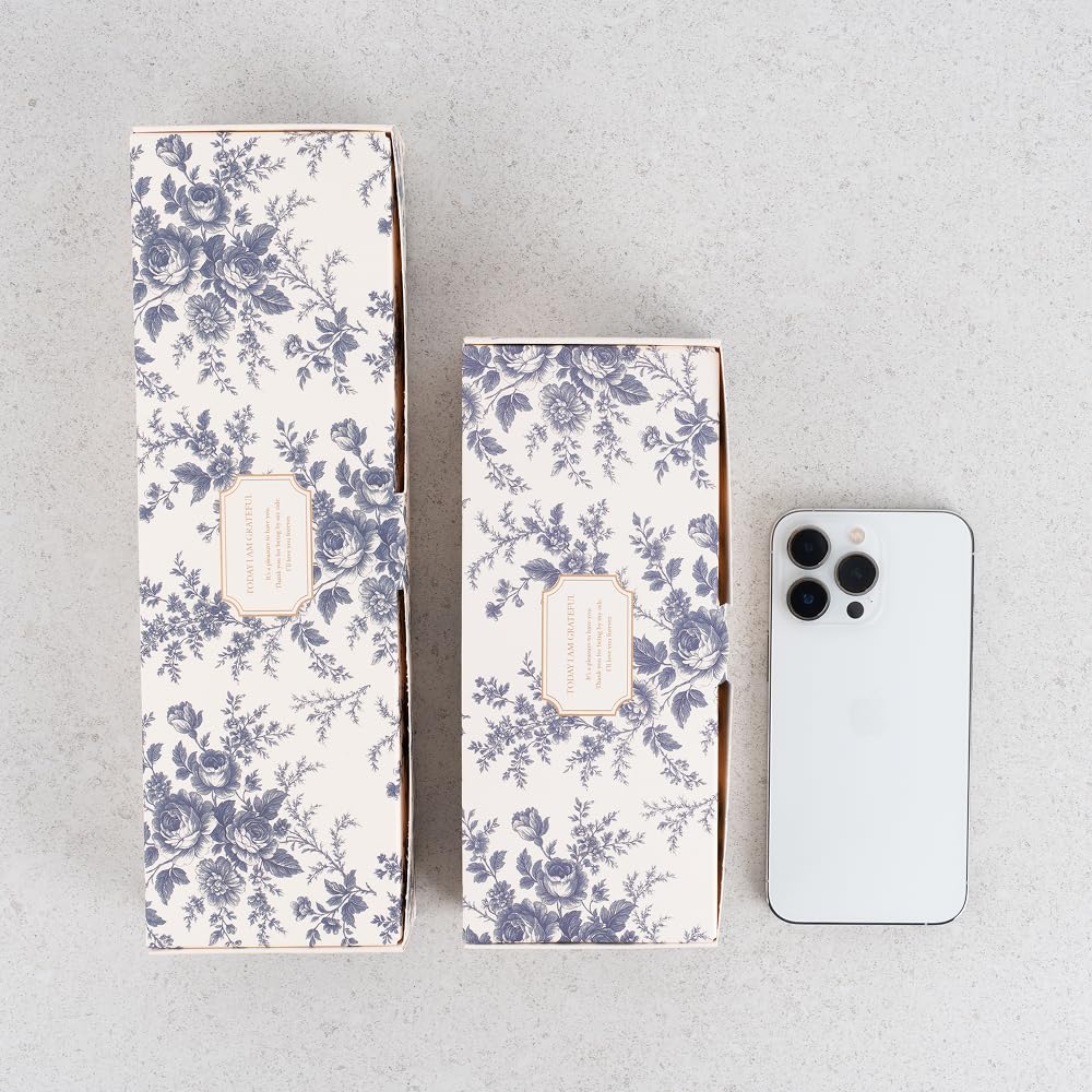 MUNID Rose-Pattern Rectangular Gift Box - Small, 5 pieces, 3 options, 7.87 x 3.34 x 1.85 inches (L x W x H) (BLUE)