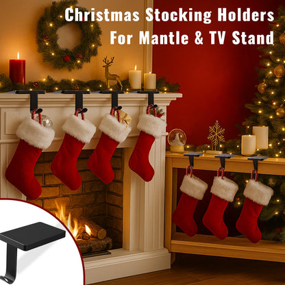 Btanadi Stocking Holders for Mantle Set of 6, Metal Christmas Stocking Holder, Heavy Duty Stocking Hangers with Non-Slip Protective Pad, Mantle Garland Hanger for | TV Stand | Staircase | Dresser