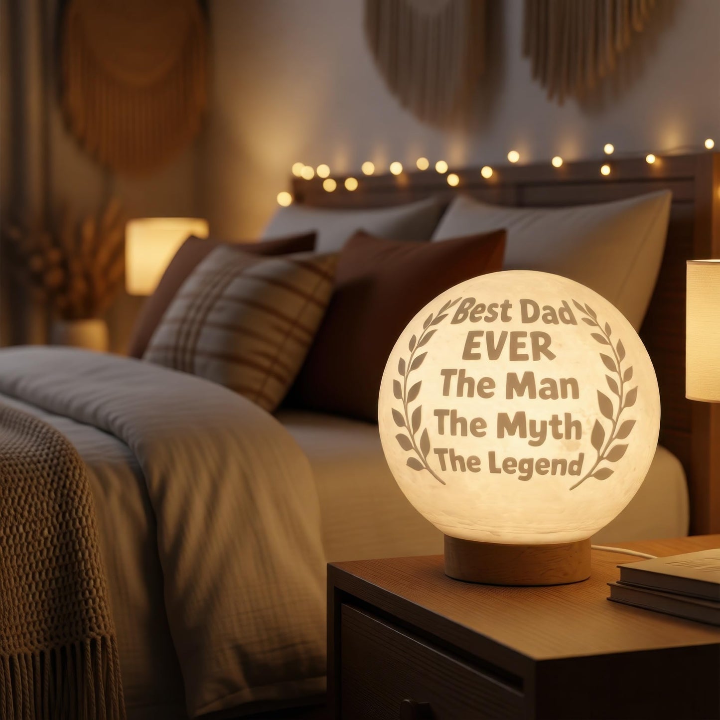 Funnytree Fathers Day Dad Birthday Gift Moon Lamp Night Light - Home Nursery Room Bedroom Office Desk Decor, Gifts for Men Husband Dad