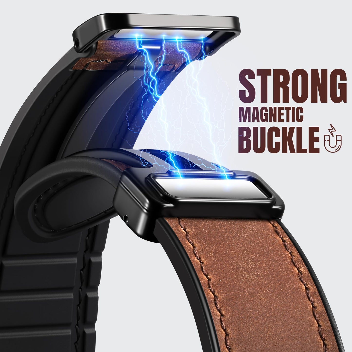 Charlam Magnetic Leather Bands Compatible with Apple Watch Bands 49mm 46mm 45mm 44mm 42mm 41mm 40mm 38mm Men Women,Genuine Leather Straps for iWatch Bands Ultra 3/2/1 SE Series 11 10 9 8 7 6 5 4 3 2 1