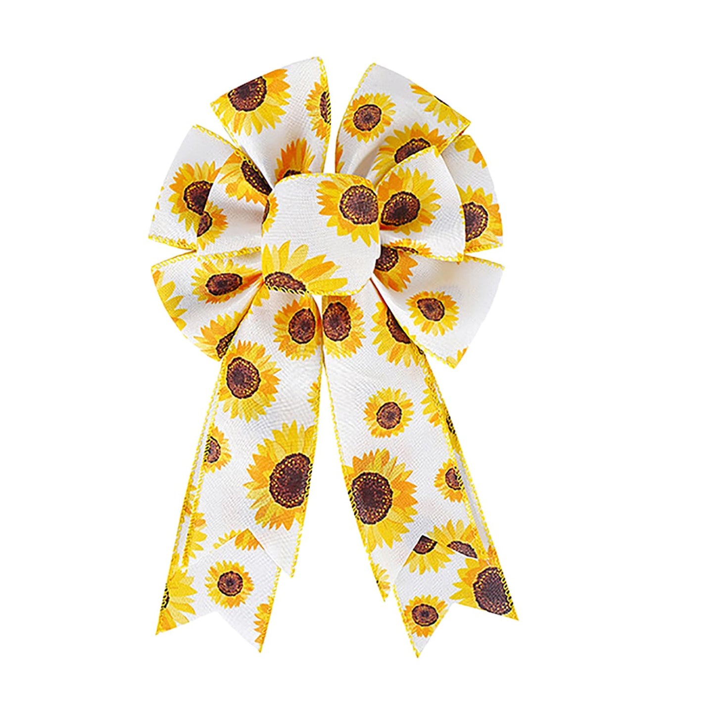Sunflower Printing Burlap Wreaths Bows Flower Wreath Bows for Christmas Tree Topper Door Ornament Window Ornaments