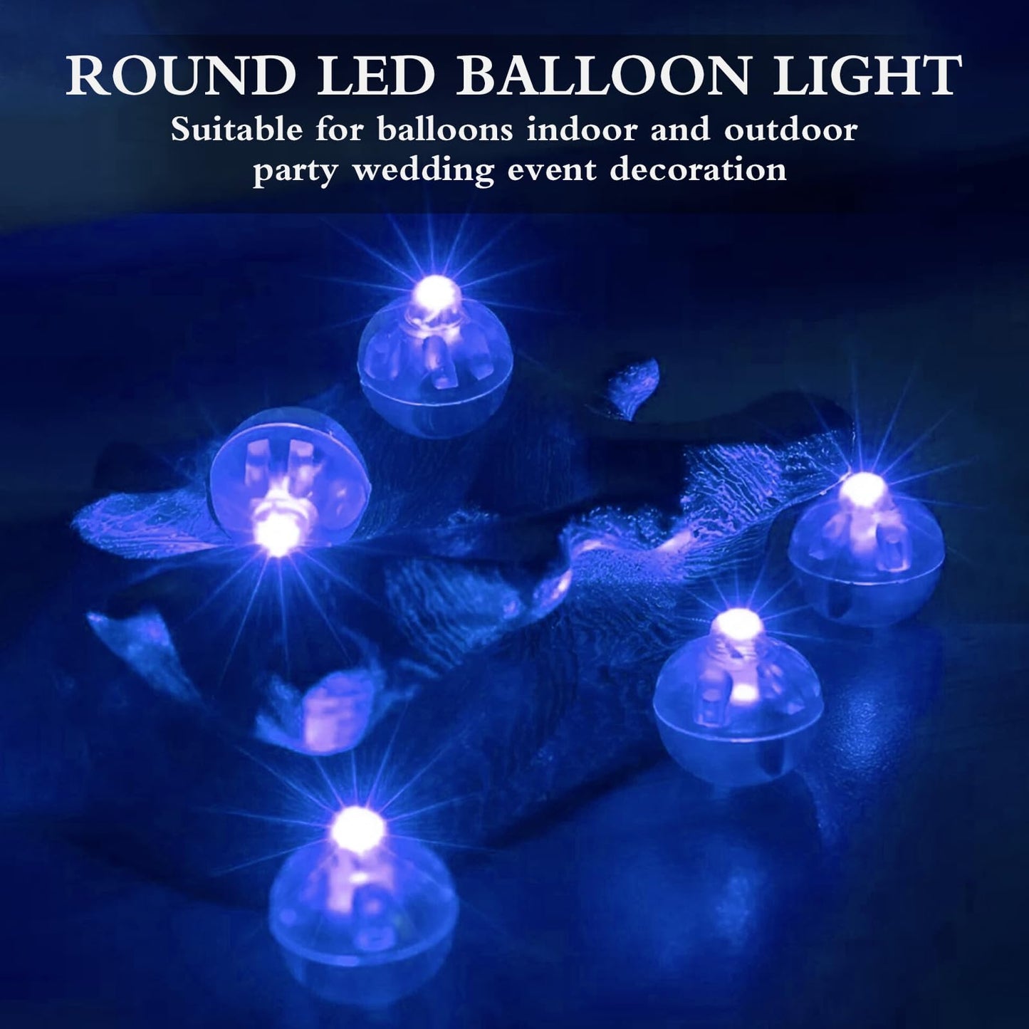 FWYWNL 100pcs Balloon Lights,Round LED Ball Lamp for Latex Balloon Paper Lantern Party Wedding Festival Christmas Halloween Decorative，Long Standby Time Waterpro of Mini Light (Blue)