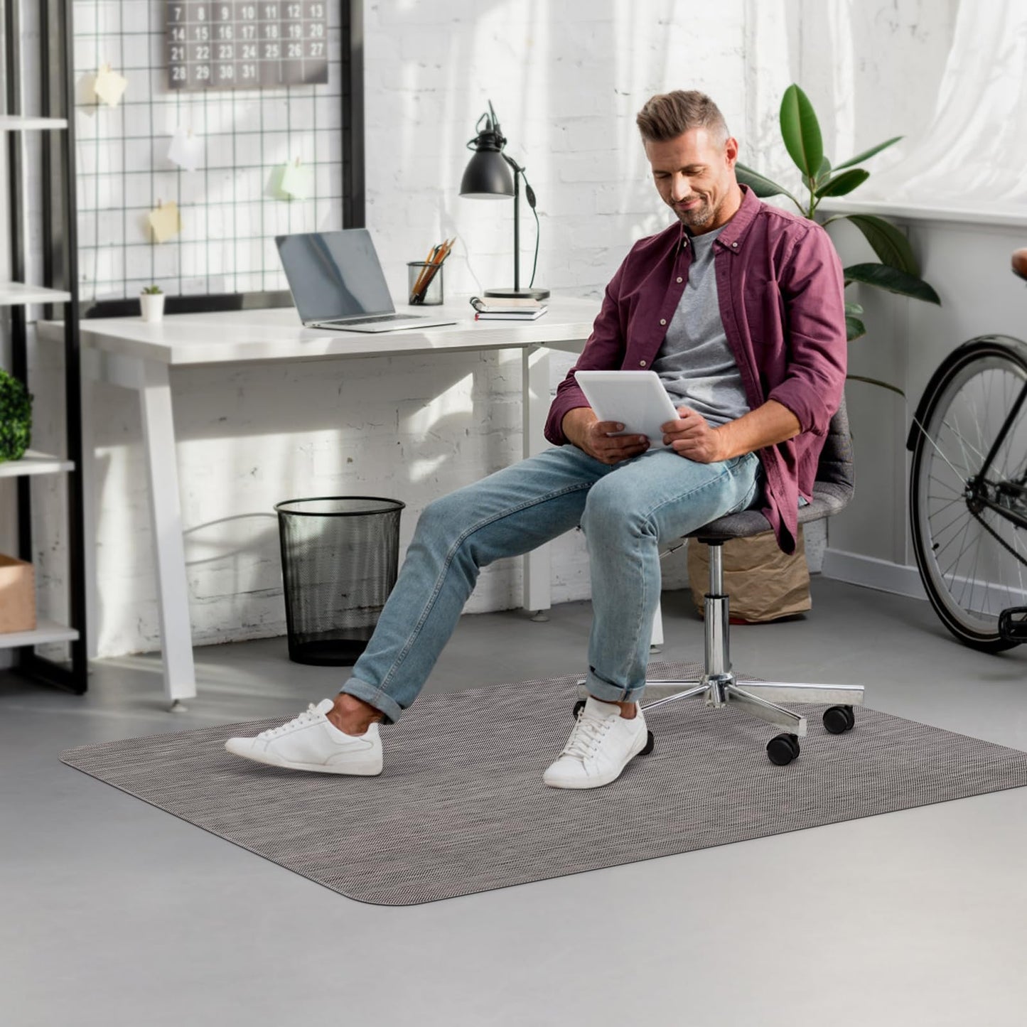Blvornl Office Chair Mat for Hardwood Floor, 36" x 48" Desk Computer Chair Mat for Hard Wood and Tile Floor, Large Anti-Slip Hard Floor Protector Rolling Chair Mat, PVC Mat Desk Rug for Office Home