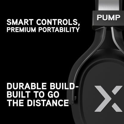 BlueAnt Pump X Wireless Over-Ear Headphones, Bluetooth, Powerful Bass, Active Noise Cancelling & Transparency Mode, Interchangeable Ear Cups, All-Day Comfort for Gym and Training, Black/Silver