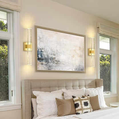 Set of 2 Gold LED Wall Sconce Lights Warm Light Modern Crystal Wall Lights Vanity Lighting Fixtures Sconces for Bathroom Living Room Bedroom Dining Room Hallway