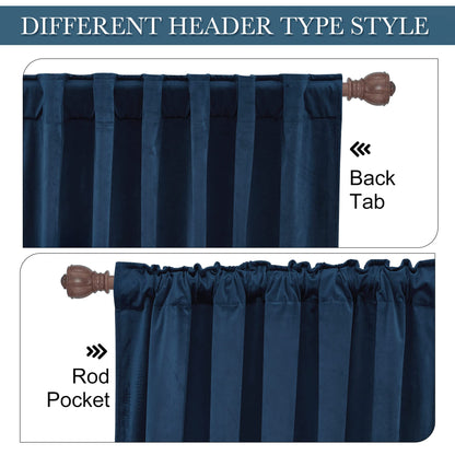 RYB HOME Velvet Curtains 96 inches - Blackout Curtains for Living Room,Thermal Insulated Noise Reducing Panels Luxury Vertical Sense Window Decor for Party Backdrops, Navy Blue, W52 x L96, 2 Panels