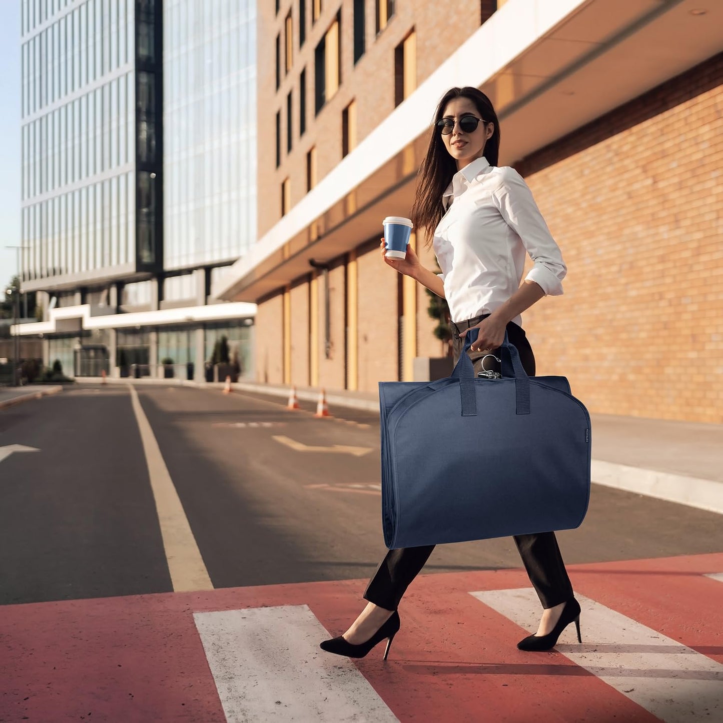 WallyBags® 60" Premium Carry-On Tri-Fold Travel Garment Bag with Exterior Pocket, Perfect for Dresses and Longer Clothes