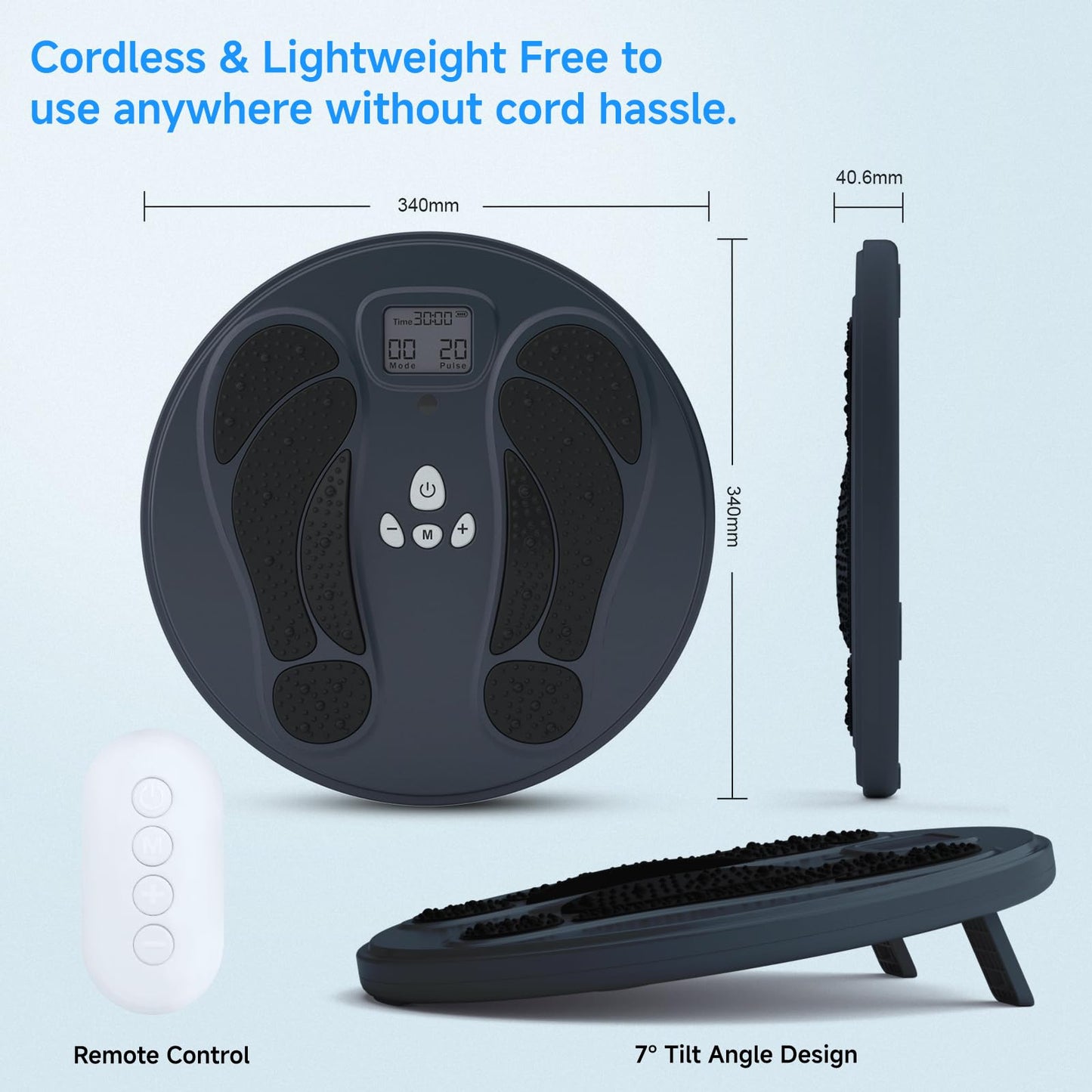FDA Cleared - Electronic Muscle Stimulator for Neuropathy Foot Leg Massage, EMS Foot Massager for Pain Relief & Muscle Relaxation, EMS/TENS Feet Stimulator for Circulation, for Dad Mum Elder Gifts