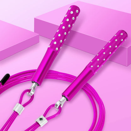 Jump Rope, Wastou Speed Jumping Rope for Training Fitness Exercise, Adjustable Adults Workout Skipping Rope for Men, Women, Kids, Girls (Pink-B)