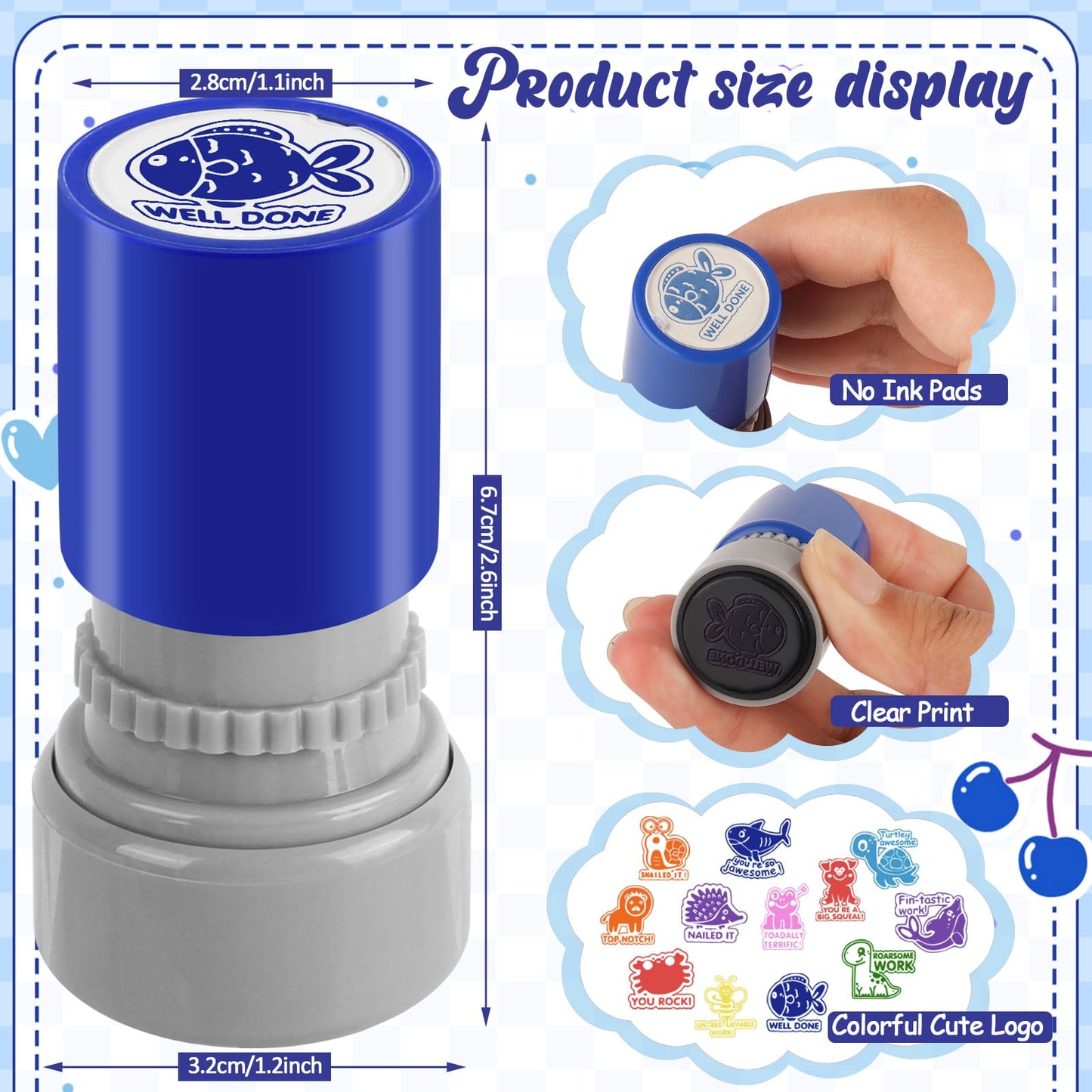 LOTMER 12 Pcs Teacher Stamps for Classroom, Self-Inking Rubber Colorful Stamps Classroom Rubber Stamp for Grading Homework Test Motivation Students Supplies