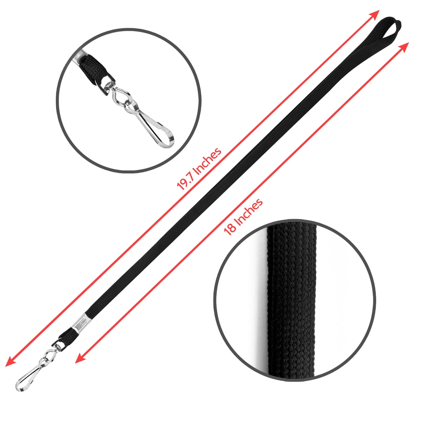Corpafly 100-Pack Black Lanyards for ID Badges with Swivel J-Hooks - Versatile Neck Lanyard for Keys, Card Holders, Whistles, and More - Ideal for Offices, Teachers, Kids, and Cruise Ship Cards