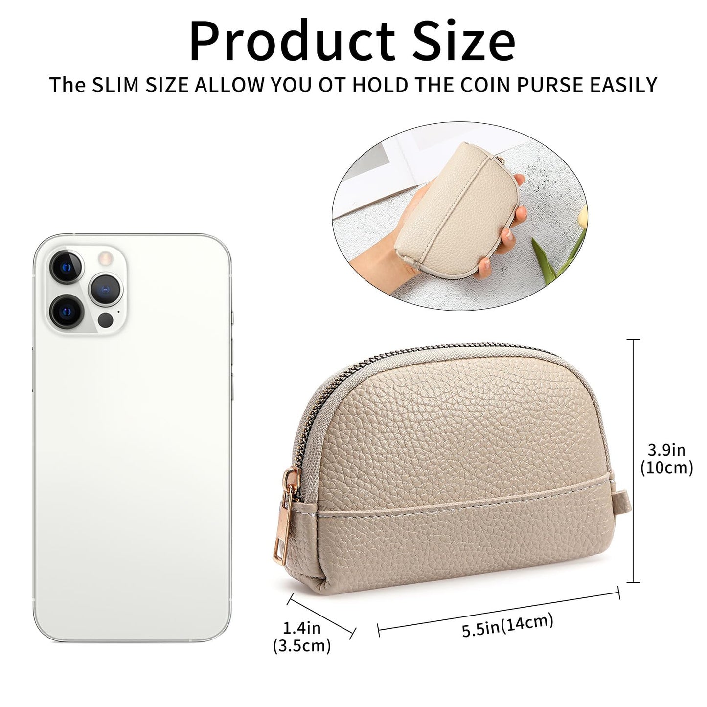 GAEKEAO Coin Purse for Women Small Change Key Pouch Vegan Leather large Capacity mini Portable Ladies Wallet with Zipper