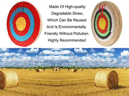 DOSTYLE Archery Targets Traditional Solid Straw Round Archery Target Shooting Bow Coloured Rope Target Face Three Layers for Shooting Practice
