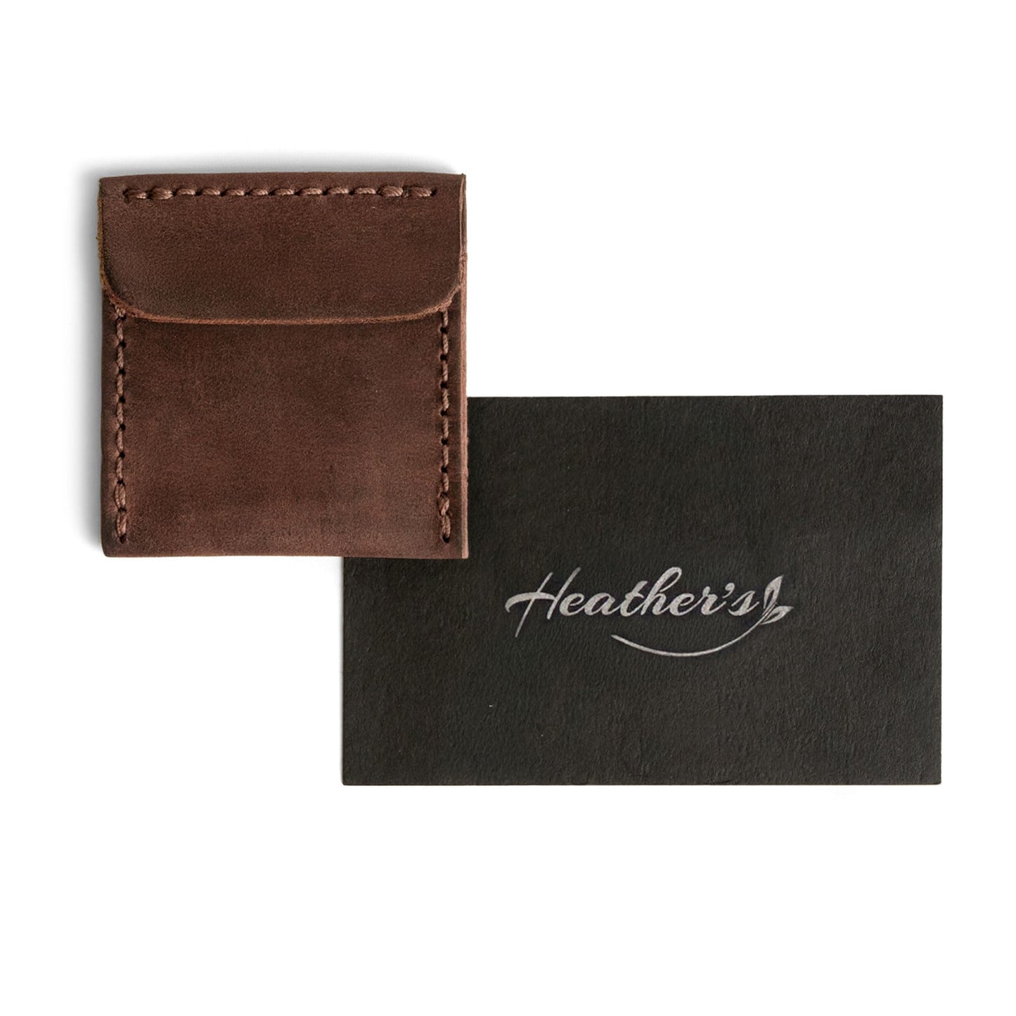 Heather's, Wedding Ring Case Handmade from Full Grain Leather - Engagement Pouch, Bride & Groom Jewelry Storage, Marriage Travel, Ring Bearer, Proposal Ring Holder - Bourbon Brown
