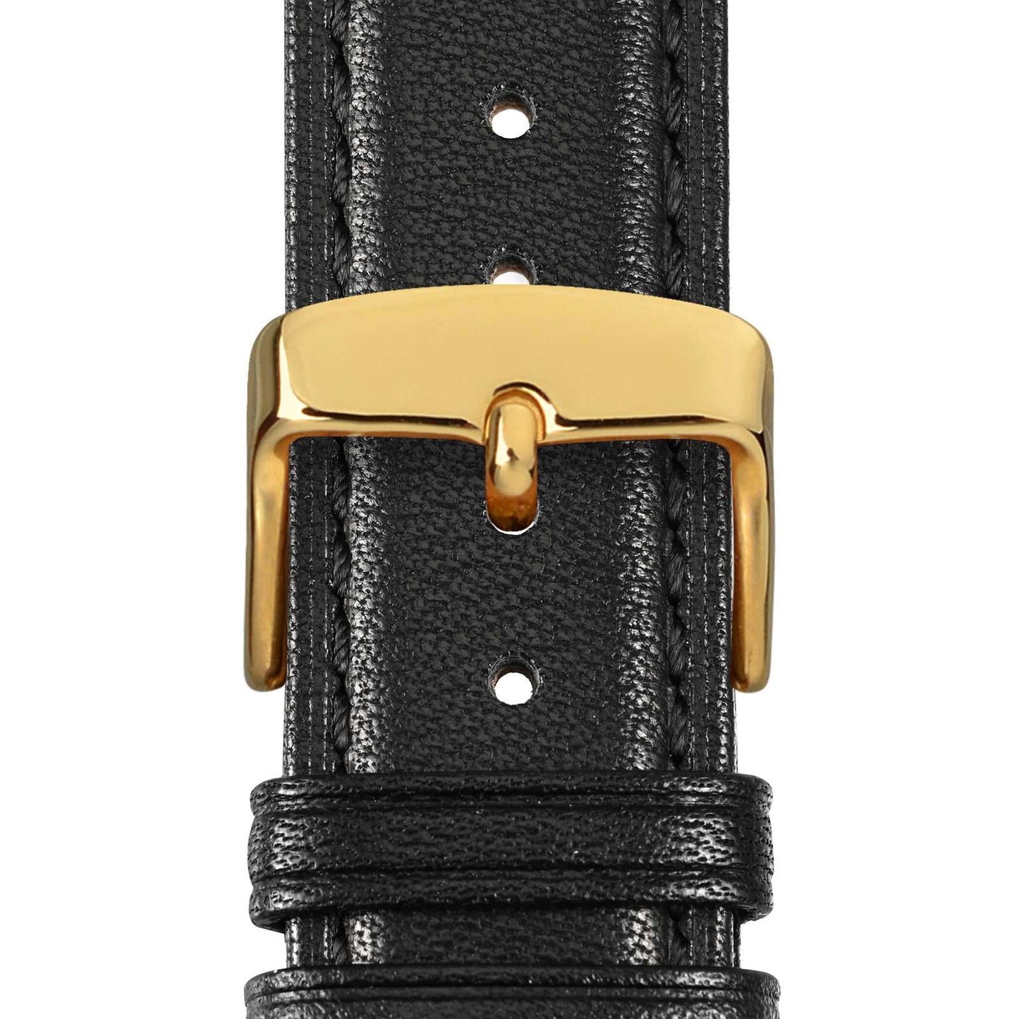WOCCI 23mm Vintage Leather Watch Band for Men and Women, Gold Buckle (Black)