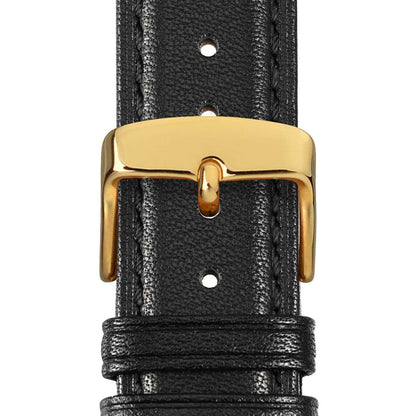 WOCCI 23mm Vintage Leather Watch Band for Men and Women, Gold Buckle (Black)