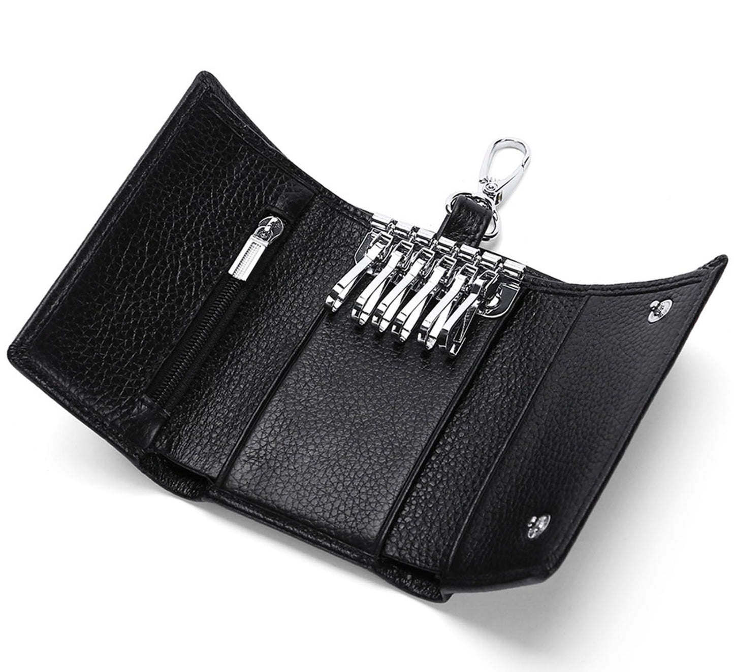 Meichoon Key Case Leather Wallets Portable Key Holders Coin Pouch Small Size Multi Card Holder Stylish for Organizer Office, XF09 Black