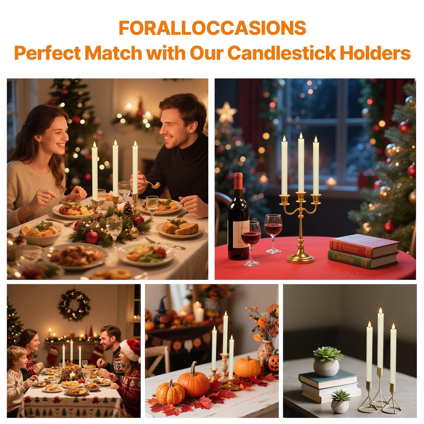 Flameless Taper Candles, Led Taper Candles Battery Operated 8 Pcs Real Wax, Led Candlesticks with 10-Key Remote & Timer, 3D Flickering Flame Dripless for Christmas Halloween Wedding Home Decor