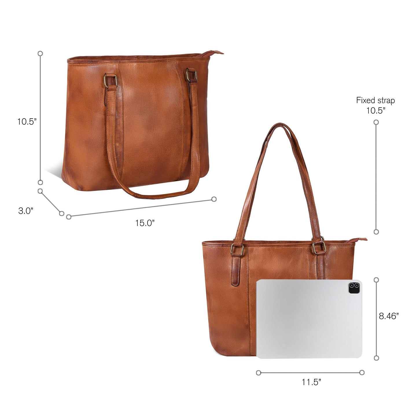Leather Purse For Women - Real Leather Tote For Women - Ladies Shoulder Handbag For Work, Travel, Casual Use (Tan Washed)