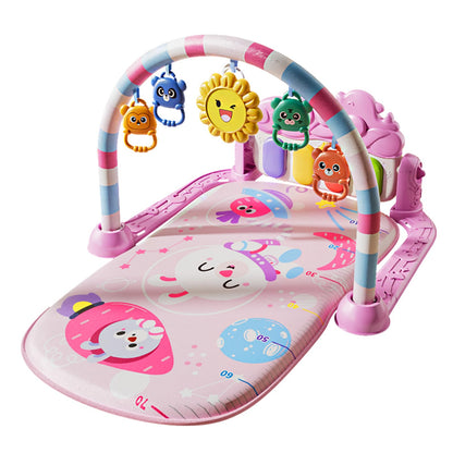 Baby Gyms Play Mats, Play Piano Gym Mat, Activity Mat for Tummy Time with 5 Infant Learning Sensory, Music and Lights for Newborns and Toddlers (Pink)