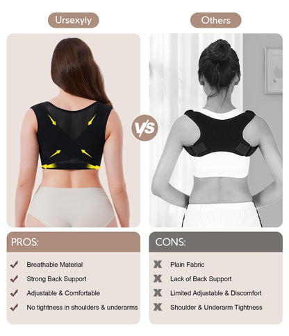 URSEXYLY Upper Back Brace for Women Breathable Posture Corrector Posture Support Back Straightener Pain Relief(Black,L)