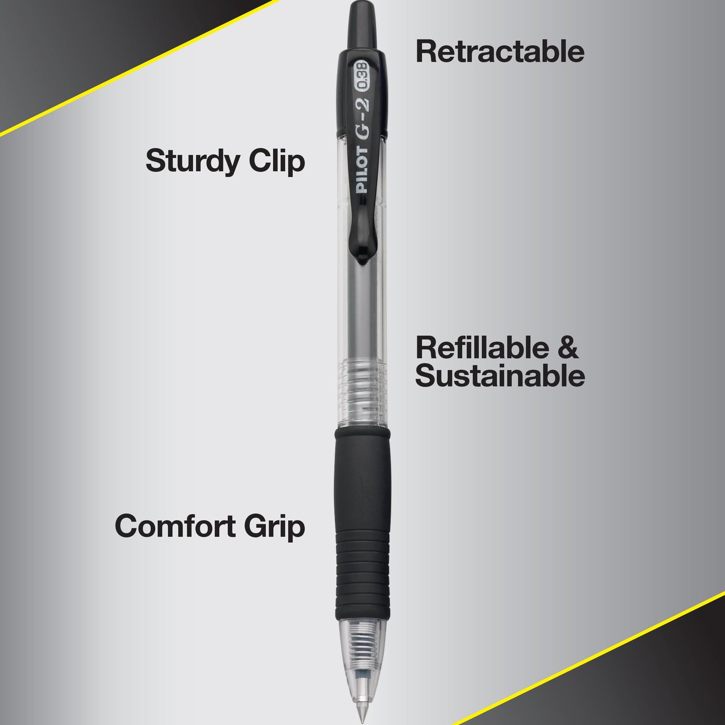Pilot, G2 Premium Gel Roller Pens, Ultra Fine Point Gel Pens 0.38 mm, Pack of 12, Black
