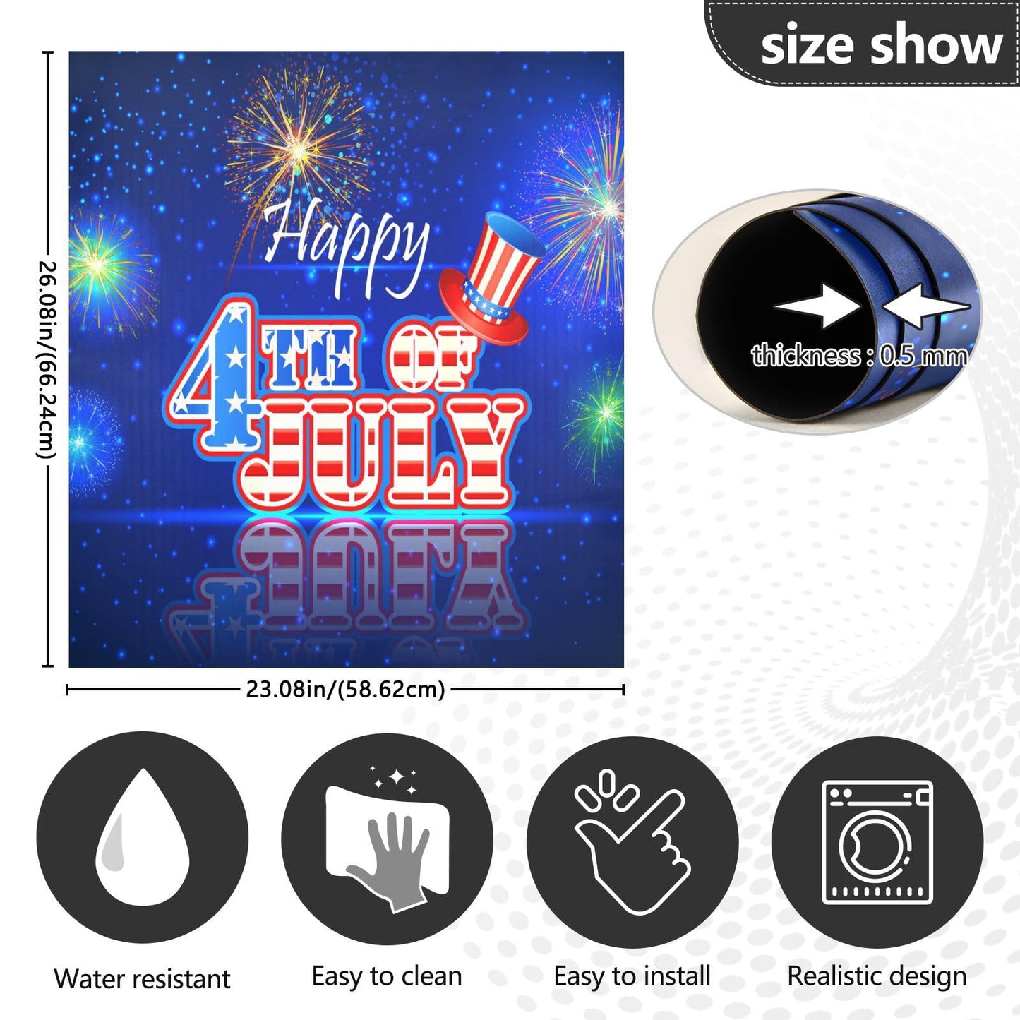 Kigai 4th of July Dishwasher Magnet Cover, Kitchen Fridge Door Panel Magnet Sticker Appliance Wash Machine Magnet Cover 23 x 26 Inch