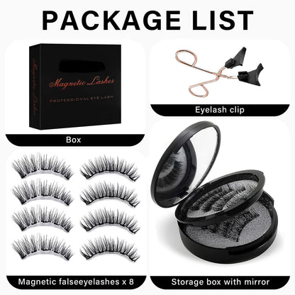 Magnetic Eyelashes, Effectively 3D Natural Look False Lashes without Eyeliner, Reusable & Light Weight Magnetic Eyelashes with Applicator No Glue