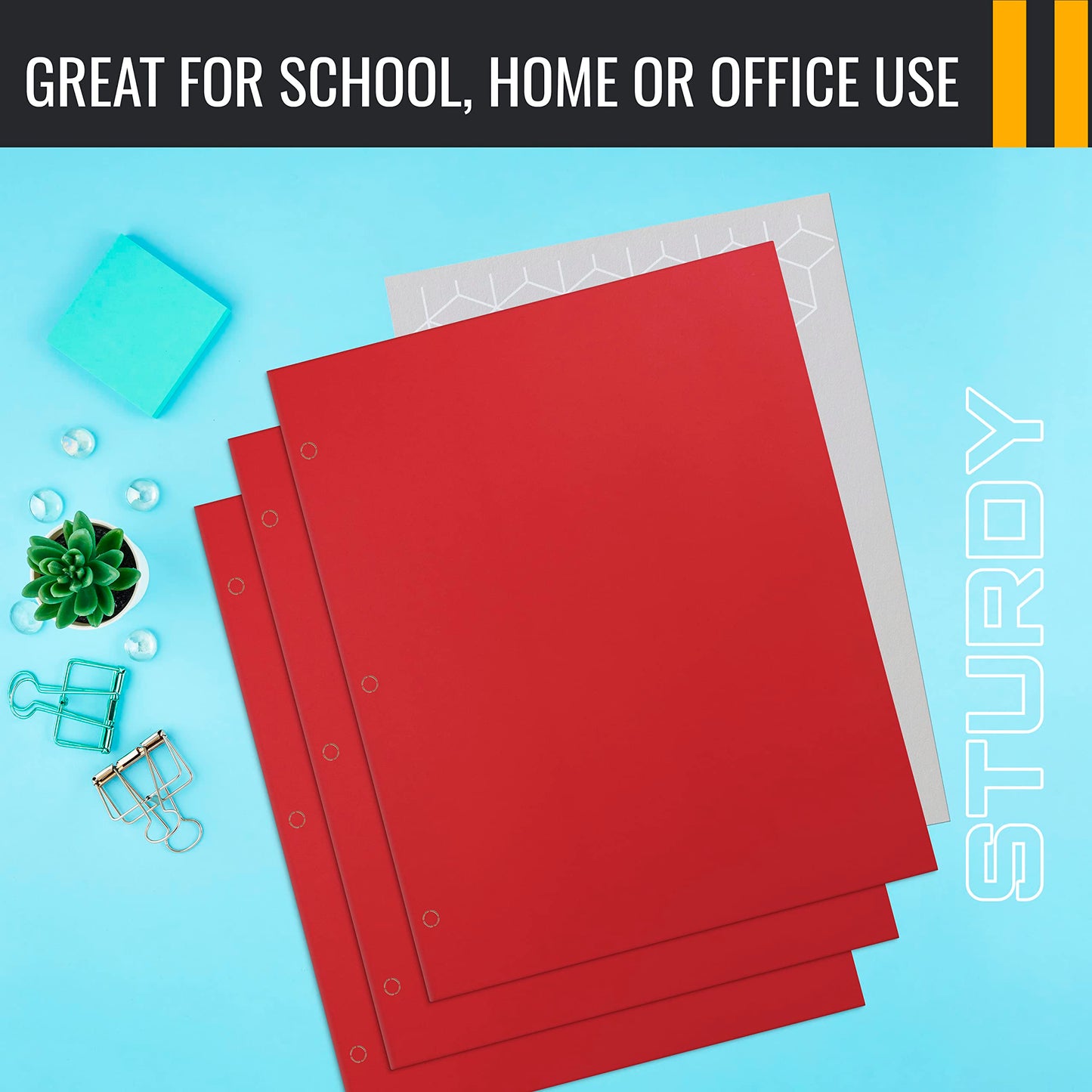 Better Office Products Two Pocket Portfolio Folders, 50-Pack, RED, Letter Size Paper Folders, 50 Pieces, Red