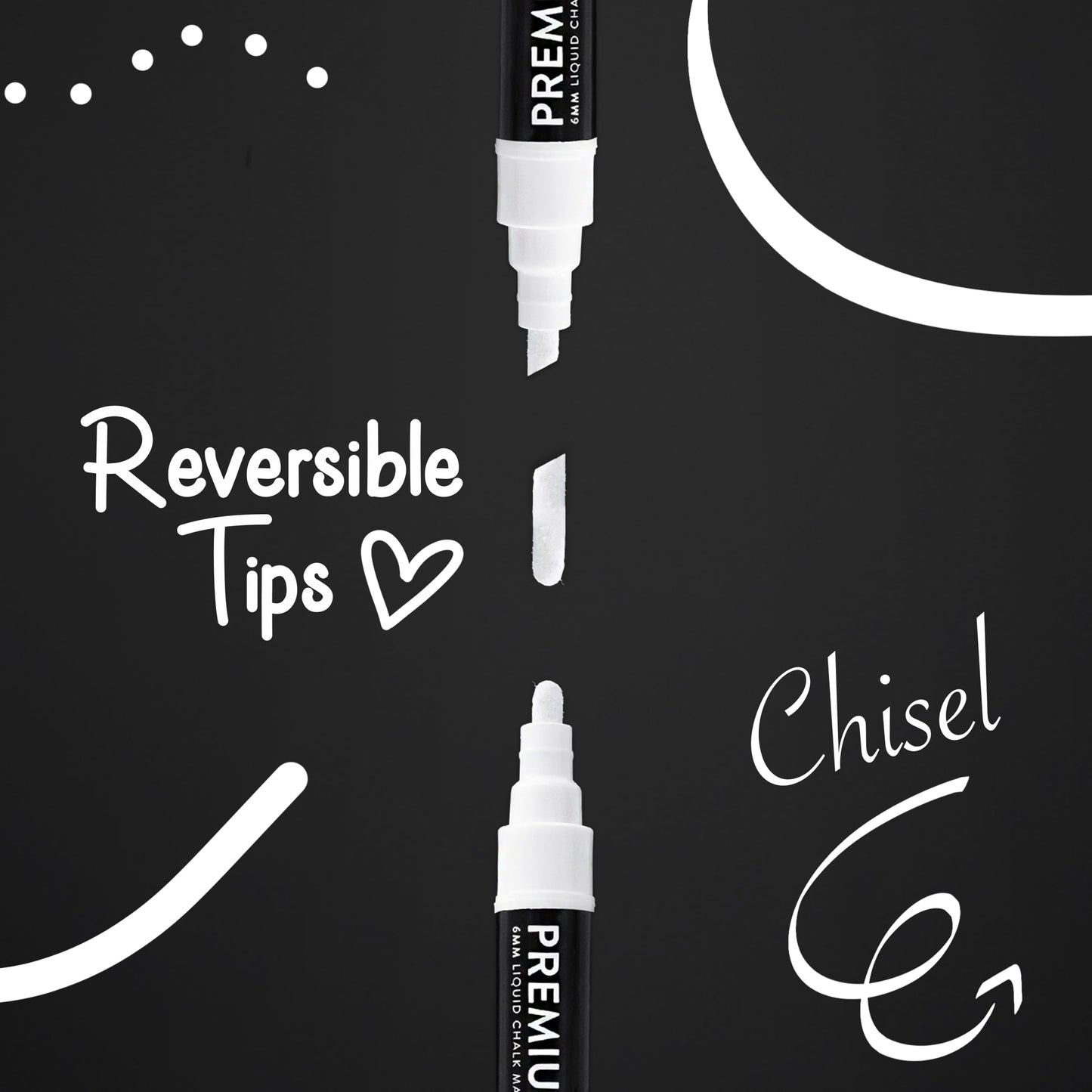 SAVVY & SORTED Erasable White Chalk Markers, 2PK 3mm Liquid Fine Tip Pens Chalkboard Bistro Marker for Glass Window Board