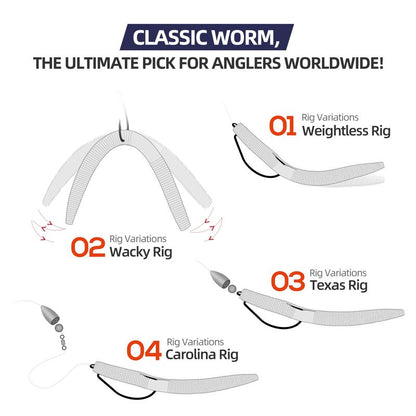 PROBITE Soft Fishing Worm 100PCS, 3/4/5/6" Mega Value Pack Senko Style Soft Lures for Bass, Plastic Worm Stick Baits, Multicolor, Cost-Effective Fishing Gift