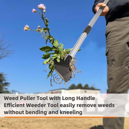 KLDOLLAR Weed Puller Tool with Long Handle, 62inch Efficient Weed Remover Tool, 2-in-1 Weed Rake and Hoe Garden Tool for Easy Weed Removal & Deeper Root Digging, Manual Weeder Tool for Yard Flower Bed