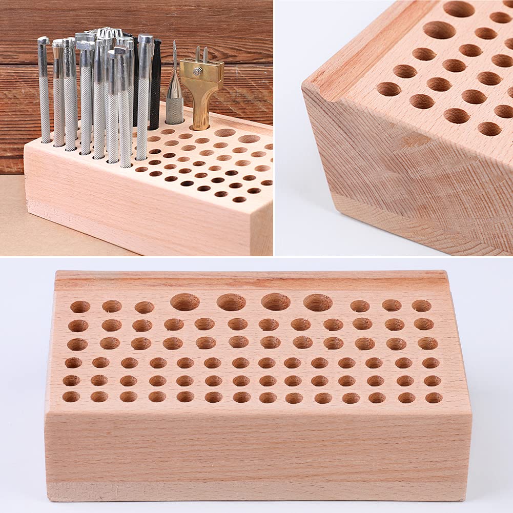 76 Styles Leather Craft Tool Holder, Leather Tool Organizer Leather Holder Tool Wooden, Professional Leather Tools Storage Box Crafting Organizer, Leather Craft Stand Holder Organizer and Storage