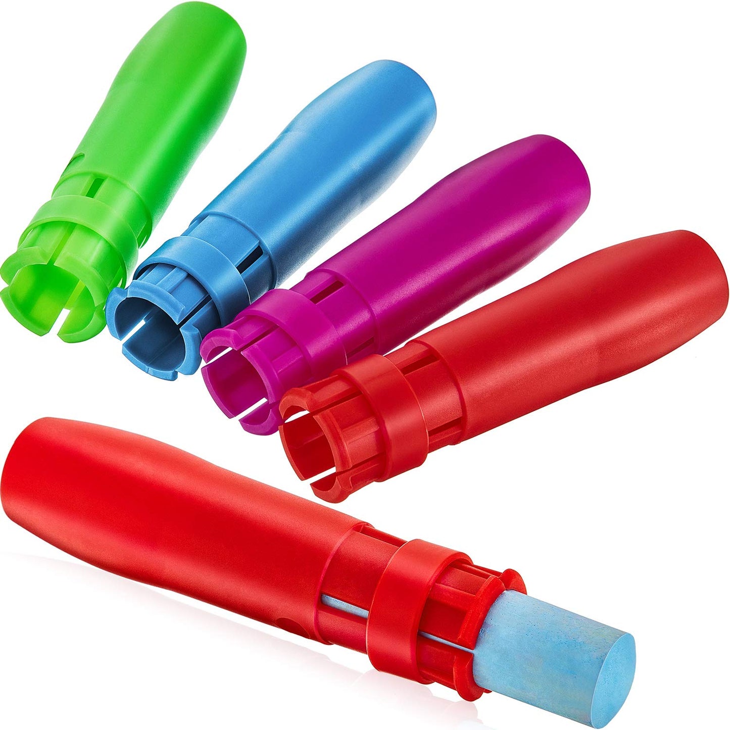 Outus 10 Pieces Sidewalk Chalk Holders Railroad Chalk Holder Jumbo Plastic Adjustable Clip for Kids Teachers Students Back to School Office Classroom