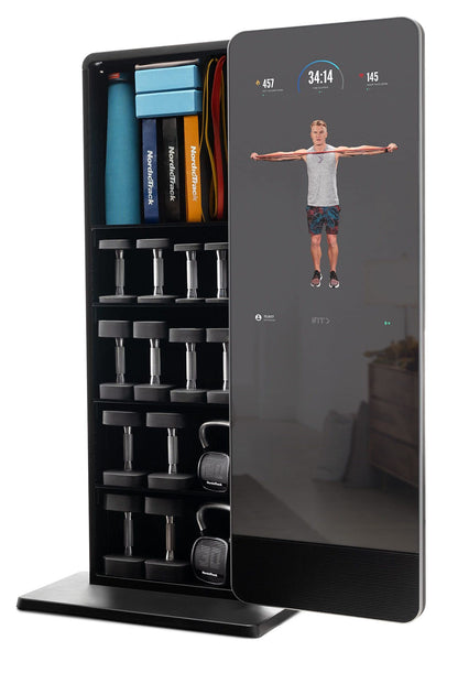 Nordictrack Vault Complete Reflective Trainer with Fitness Accessories, Pivoting Mirror and Touchscreen, and 30-Day iFIT Family Membership