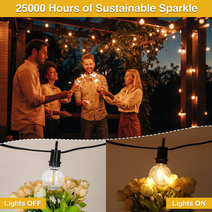 ZJOJO 60FT Outdoor String Lights, G40 Globe Outdoor Lights with 30 Shatterproof LED Bulbs (2 Spare), 2700K Hanging Waterproof Patio Light, Connectable String Lights for Outside Backyard Porch Party