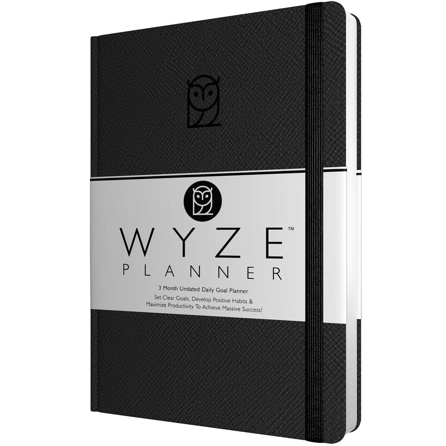 Wyze Planner Undated Daily Planner – 3-Month A5 Productivity Organizer with Full Page Per Day, Hourly Schedule, Goal Setting, Habit Tracker, Weekly & Monthly Pages – Hardcover Time Management Notebook (Black)