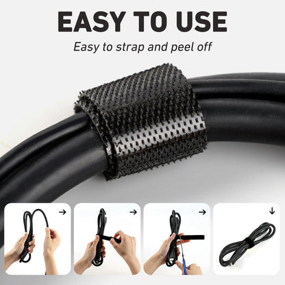 164ft x 1/2 inch Reusable Fastening Cable Ties, Hitotsu Hook and Loop Roll, Self-Gripping Bundling Strips for Cord Manage,Home, Office, Electrical Cords, Data Center, Host Room, Black, 2 Roll