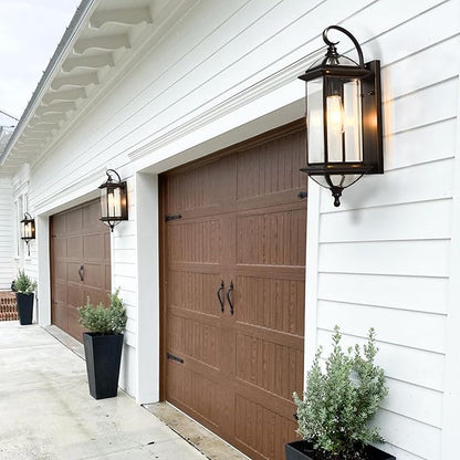 20''H Dusk to Dawn Sensor Outdoor Lighting Copper Large Porch Light Wall Mount with Tempered Glass Exterior Light Fixture for Garage,Porch,Patio,Oil-Rubbed Bronze,E26 Socket,1 Pack