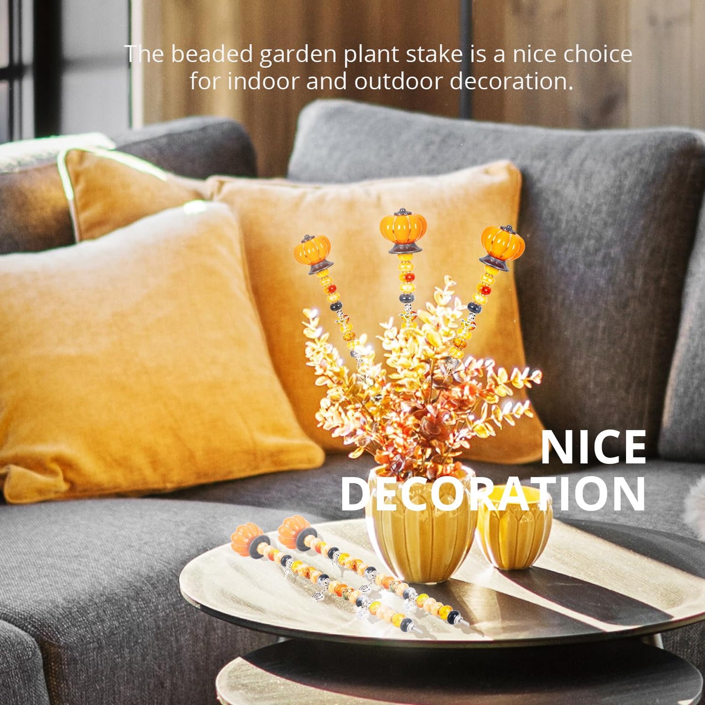 Prefdo DIY Fairy Wand Garden Stake - Autumn Pumpkin 4-Pack