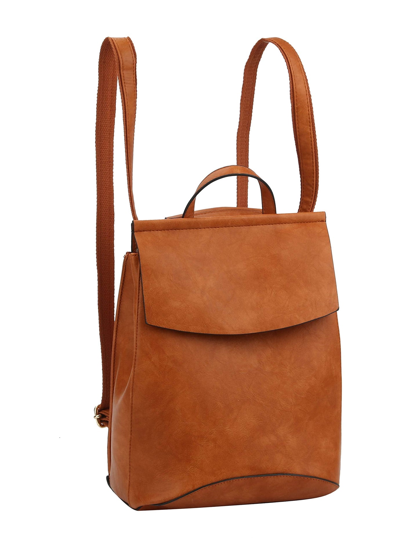 virago Fashion Designer Handbag Daily Convertible Vegan Leather Travel Backpack Shoulder Bag (BROWN)