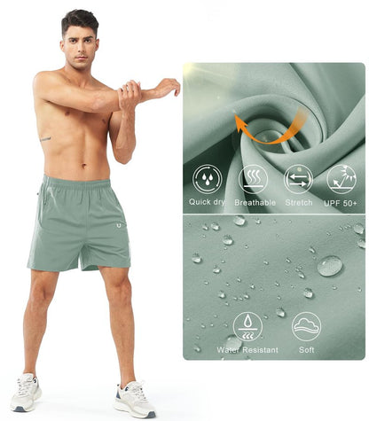 NORTHYARD Men's Athletic Running Shorts Gym Workout 7"/9"/5" Quick Dry Lightweight Sports Basketball Tennis 3 Zipper Pockets LODENFROST-5inch 2XL