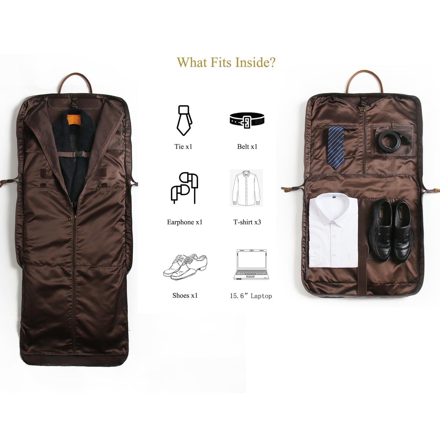 TRITOUR Garment Bags for Travel Leather canvas Suit Bag with Extended Design Computer Compartment