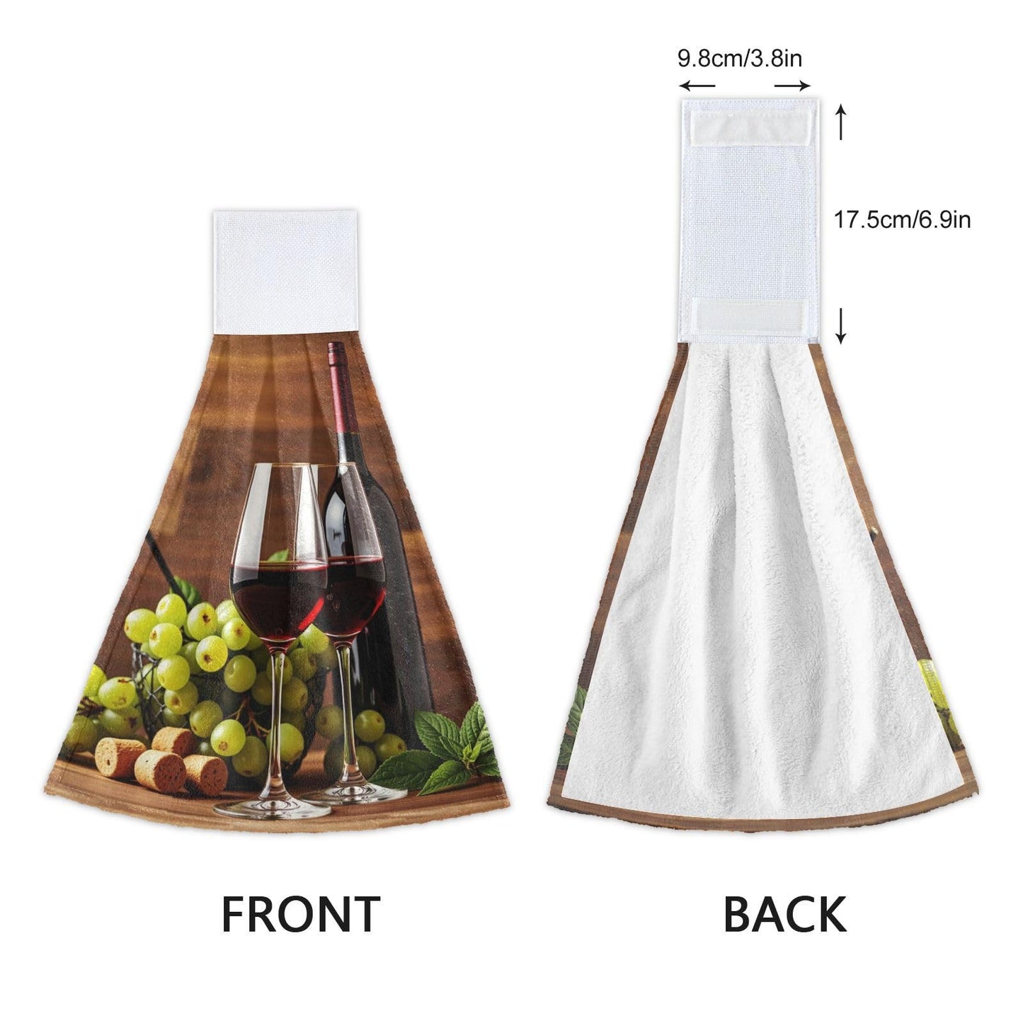 Boccsty Glasses of Red and White Wine Hanging Kitchen Towels 2 Pieces Grapes Wooden Dish Cloth Tie Towels Hand Towel Tea Bar Towels for Bathroom Farmhouse Housewarming Tabletop Home
