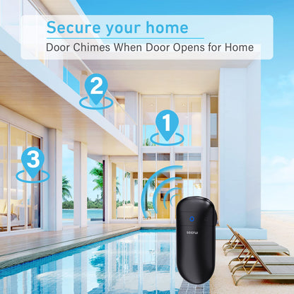 SECRUI Door Chime, Door Open Sensor Chime for Business/Home When Entering, Adjustable Volume, Easy Installation, 400ft Range, 52 Chimes, M508+D7