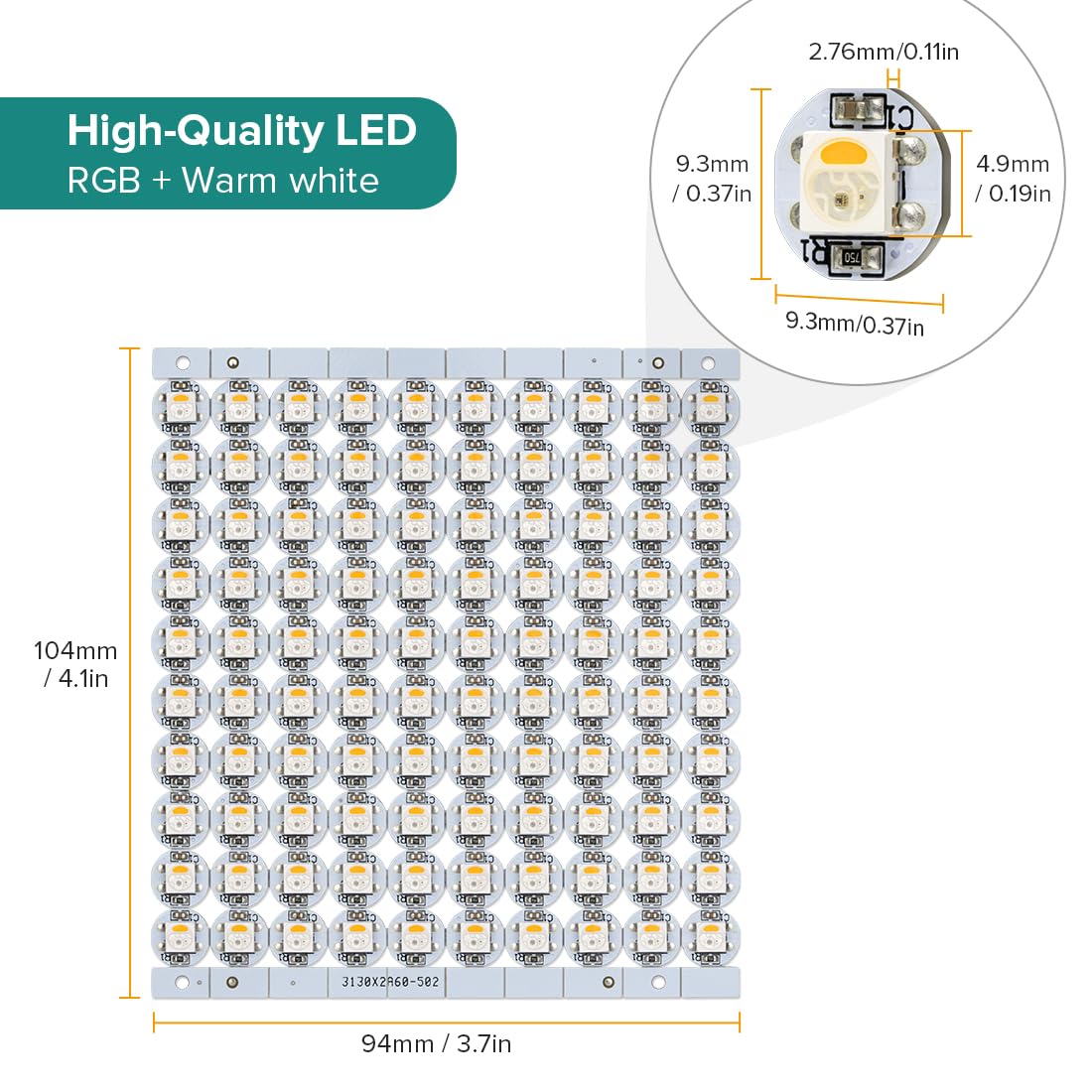 BTF-LIGHTING SK6812(WS2812B) RGBW LED Chips 200PCS RGB+Warm White Individually Addressable 5050SMD Module Pixels Light DC5V White PCB Chasing Dream Color for Christmas(No Adapter or Controller)