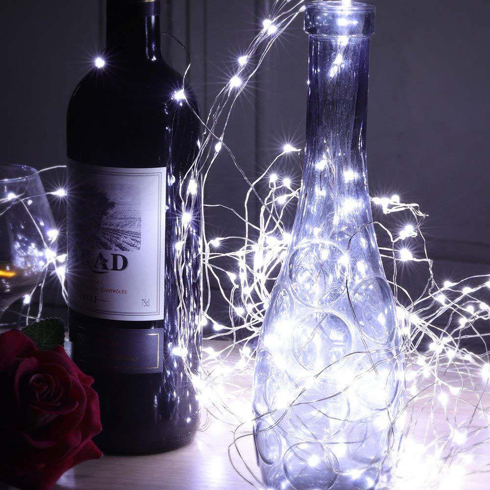 LIIDA [10-Pack] LED String Lights, 6.6FT LED Moon Lights 20 Led Micro Lights On Silver Copper Wire (Batteries Include) for DIY Wedding Centerpiece, Table Decoration, Party (Cool White)