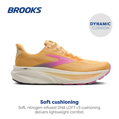 Brooks Women’s Ghost 17 Neutral Running Shoe - Apricot/Grey/Pink - 11.5 Medium