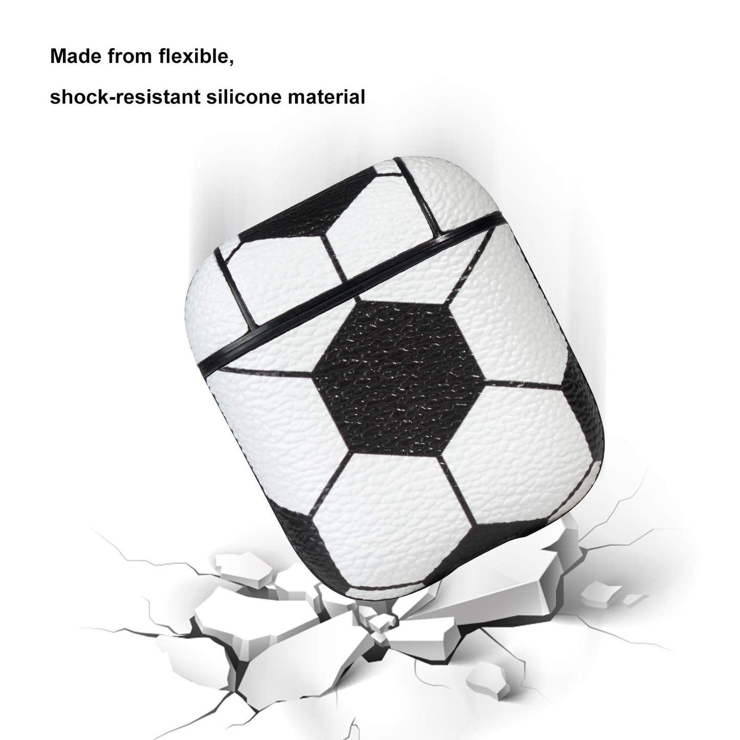 HIDAHE for AirPods Case, for AirPods Accessories Cover for Airpods 1 & for AirPods 2 Protective Case Soccer Pattern Leather for AirPods 2 Kits Skin with Keychain, Soccer02