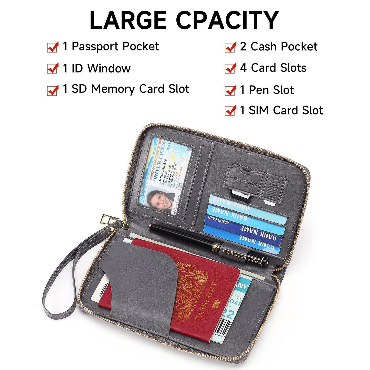 LEEXTON Leather RFID Blocking Passport Holder Travel Wallet, Passport Cover/Travel Wallet for Women/Men with
